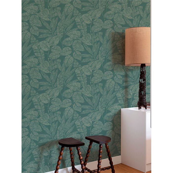 Grandeco|Floraler Druck von Blättern Grün Tapete|Tapeten