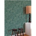 Grandeco|Papier peint floral imprimé feuilles vert|Papier Peint