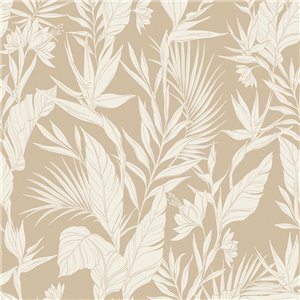 Casamance|Papier peint tropical fleurs caraïbes vert|Tropical