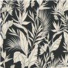 Grandeco|Papel pintado floral moderno hojas tropicales negro|Papel Pintado