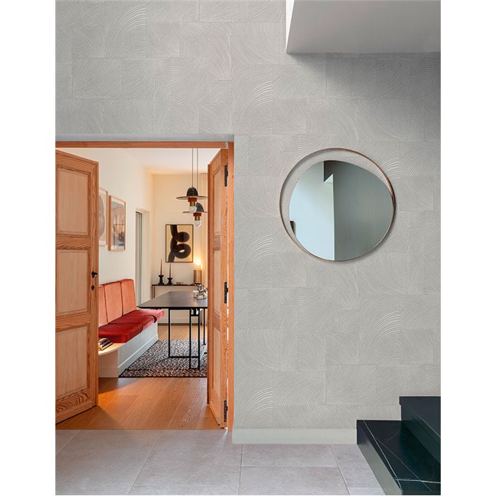 Grandeco|Papier peint motifs courbes en relief gris|Papier Peint