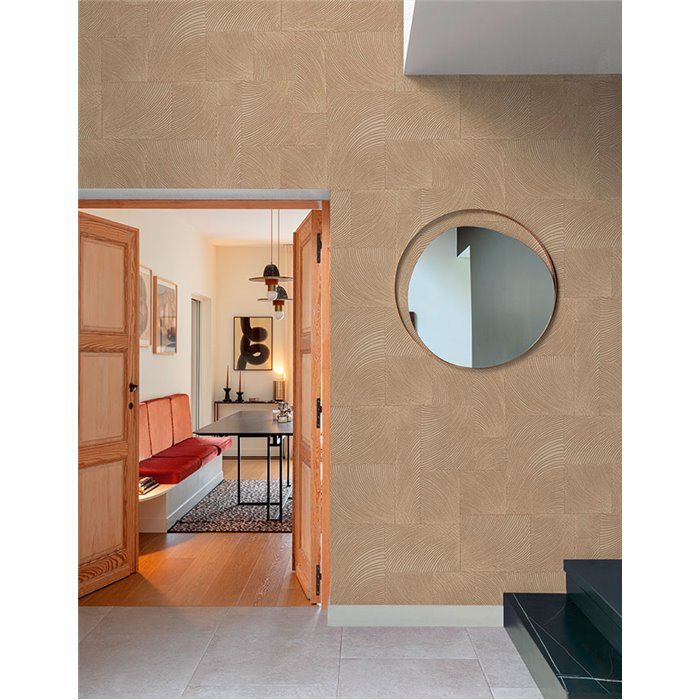 Grandeco|Raised curved patterns brown wallpaper|Wallpaper