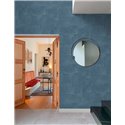 Grandeco|Papier peint motifs courbes en relief bleu|Papier Peint