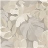 Grandeco|Floral monstera and ficus leaves gray-brown wallpaper|Wallpaper