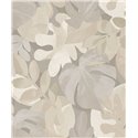 Grandeco|Papel pintado floral hojas monstera y ficus gris pardo|Papel Pintado