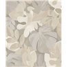 Grandeco|Floral monstera and ficus leaves gray-brown wallpaper|Wallpaper