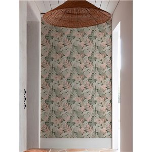 Grandeco|Papier peint feuilles de palmier couleur turquoise tropical|Tropical 2