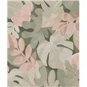 Grandeco|Floral monstera and ficus leaves taupe wallpaper|Wallpaper