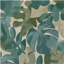 Grandeco|Florale Monstera und Ficusblätter Grüne Tapete|Tropische