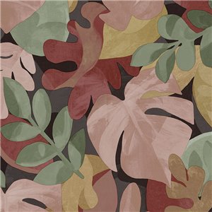 Casadeco|Floral wallpaper with lush green leaf print|Floral