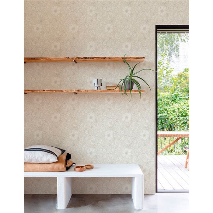 Grandeco|Papel pintado floral vintage blanco crema|Romántico