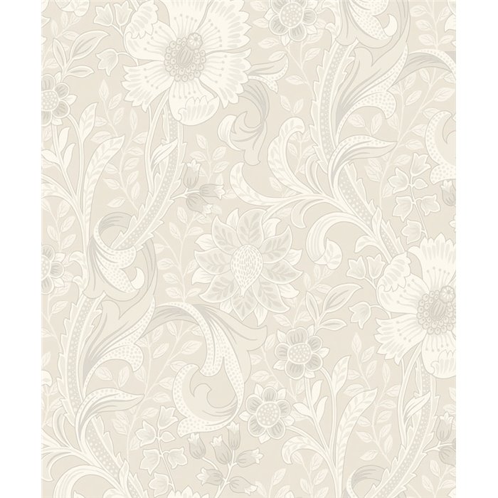 Grandeco|Vintage Blumenmuster Cremeweiße Tapete|Romantisch