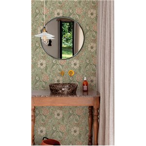 As Creation|Wallpaper with pastel-toned green sunflower pattern|Vintage Flowers 2