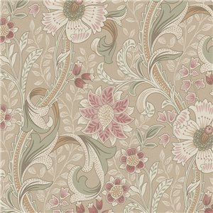 Grandeco|Vintage floral beige wallpaper|Romantic