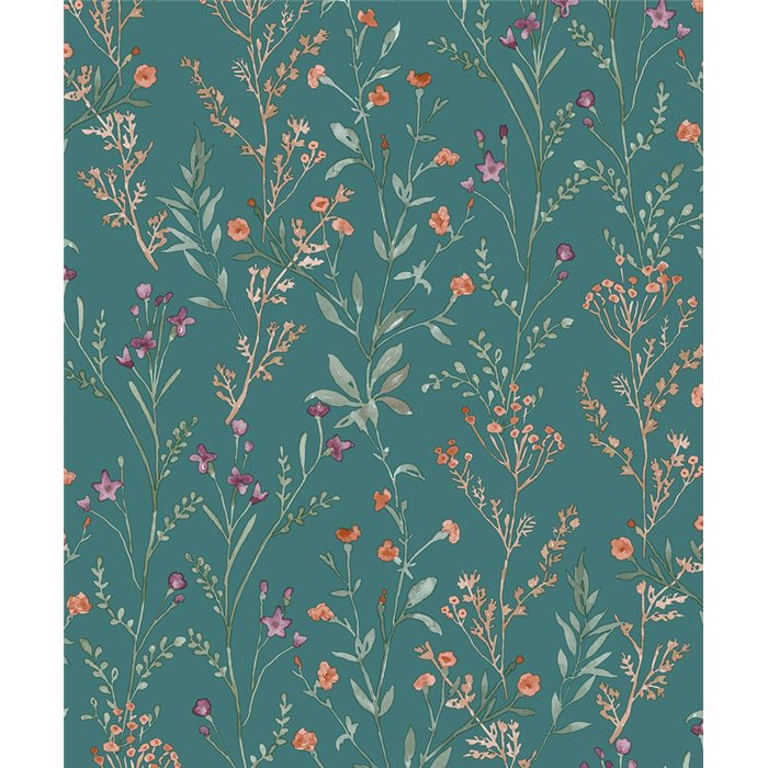 Grandeco|Papel pintado romántico flores pequeñas verde|Papel Pintado