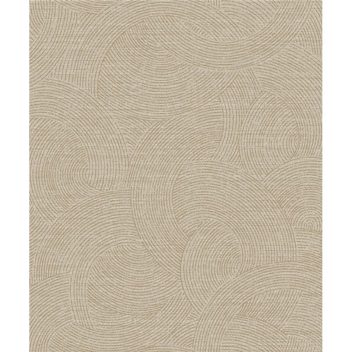 Grandeco|Papier peint ethnique moderne cercles beige et or|Papier Peint