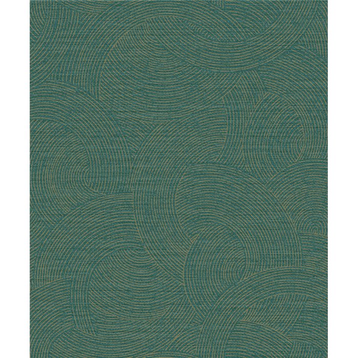 Grandeco|Papel pintado étnico moderno círculos verde y dorado|Papel Pintado