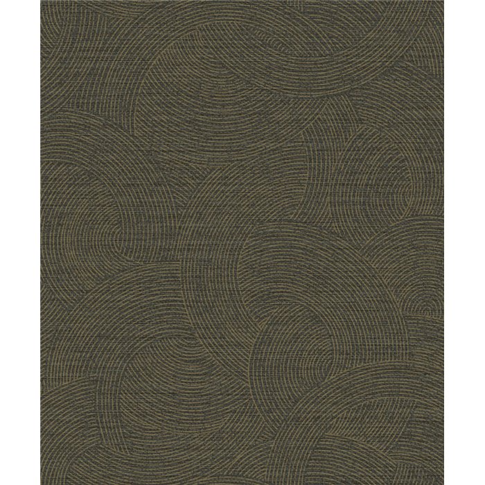 Grandeco|Papier peint ethnique moderne cercles noir et or|Papier Peint