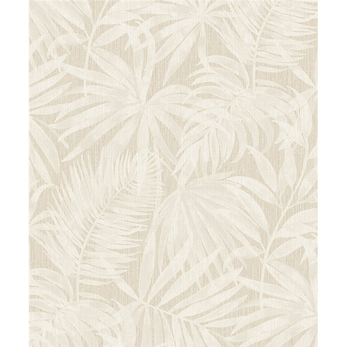 Grandeco|Papier peint feuilles de palmier couleur beige clair tropical|Papier Peint