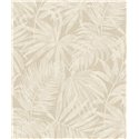 Grandeco|Papel pintado hojas de palmera color beige tropical|Papel Pintado