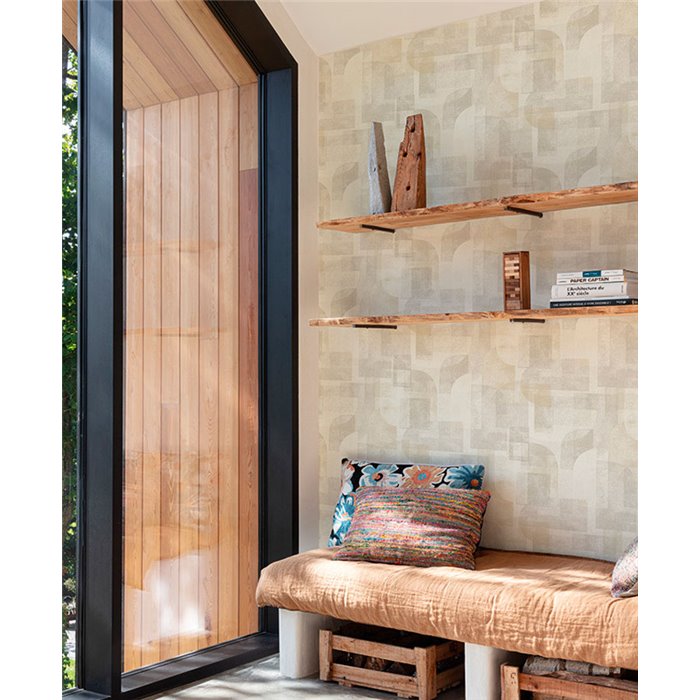 Grandeco|Beige geometrische Formen Tapete|Geometrisch