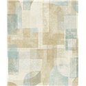 Grandeco|Modern geometric beige and turquoise wallpaper|Geometric