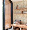 Grandeco|Moderne geometrische Khaki und Rosa Tapete|Geometrisch