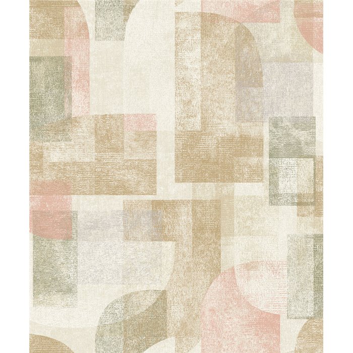 Grandeco|Papel pintado geométrico moderno caqui y rosa|Geométrico