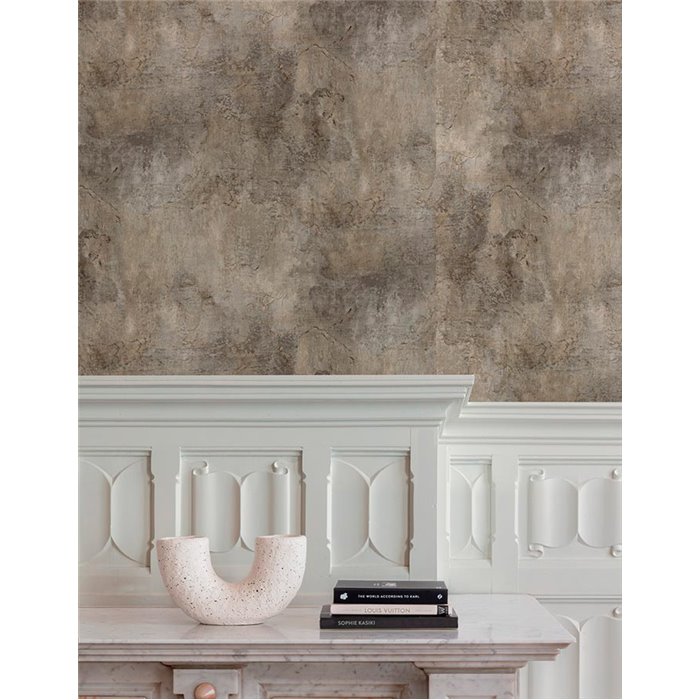 Grandeco|Papel pintado industrial imitación pared decapada marrón|Industrial