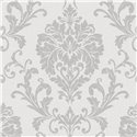 Papel pintado damasco ornamental gris estilo clásico - Grandeco Icon IC2001