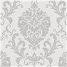 Papel pintado damasco ornamental gris estilo clásico - Grandeco Icon IC2001