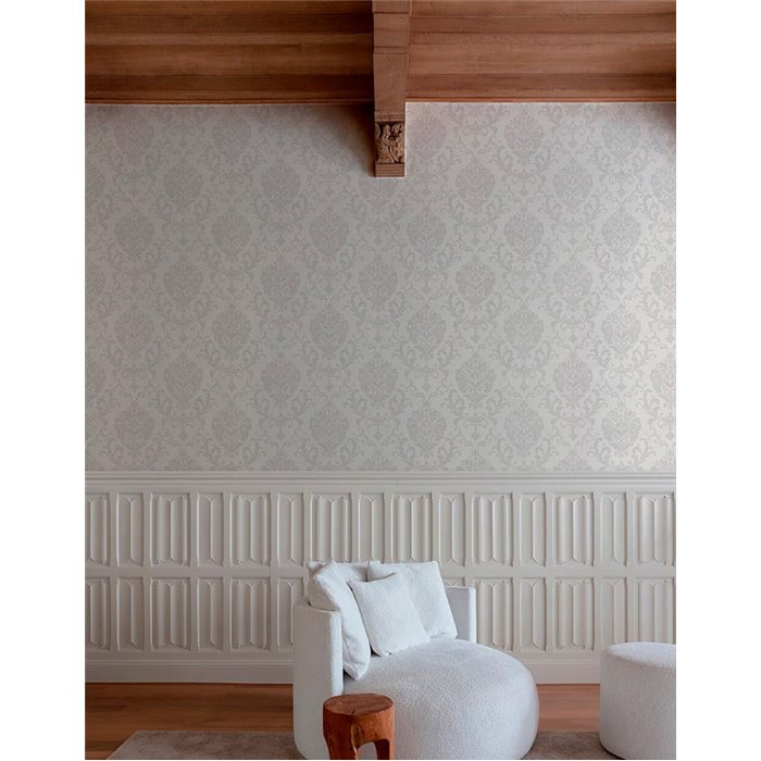 Grandeco|Ornamentaler Damast Beiger klassischer Stil Tapete|Damast