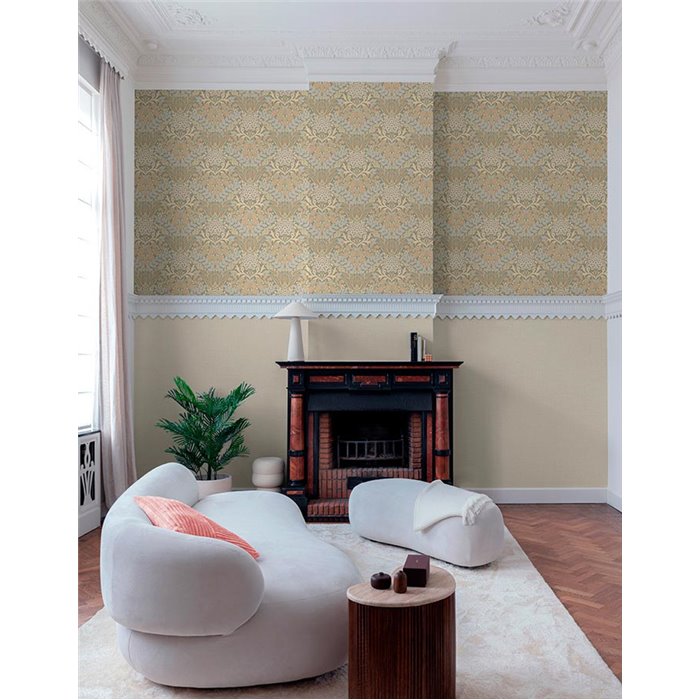 Grandeco|Boho-Stil florale Tapete Taupe|Tapeten