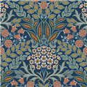 Grandeco|Papel pintado floral azul estilo boho|Floral