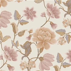 Papeldecor|Papier peint cerisier en fleurs vert et doré de style oriental|Papier Peint