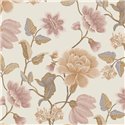 Grandeco|Romantic large-flower wallpaper white and mauve|Floral