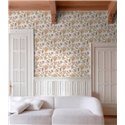 Grandeco|Papel pintado romántico flores grandes blanco y malva|Floral