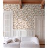Grandeco|Papel pintado romántico flores grandes blanco y malva|Floral