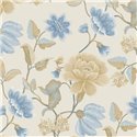 Grandeco|Papier peint romantique : grandes fleurs blanches et bleues|Floral