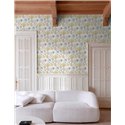 Grandeco|Papier peint romantique : grandes fleurs blanches et bleues|Floral