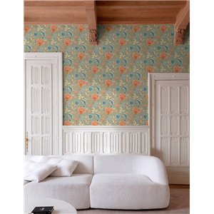 Borastapeter|Papier peint floral vintage romantique vert beige|Romantique 2