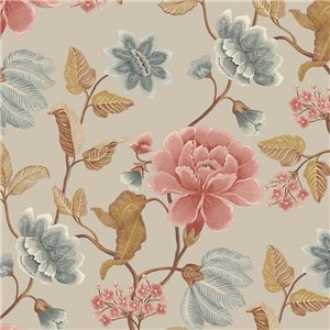 Grandeco|Romantic large-flower wallpaper white and mauve|Floral