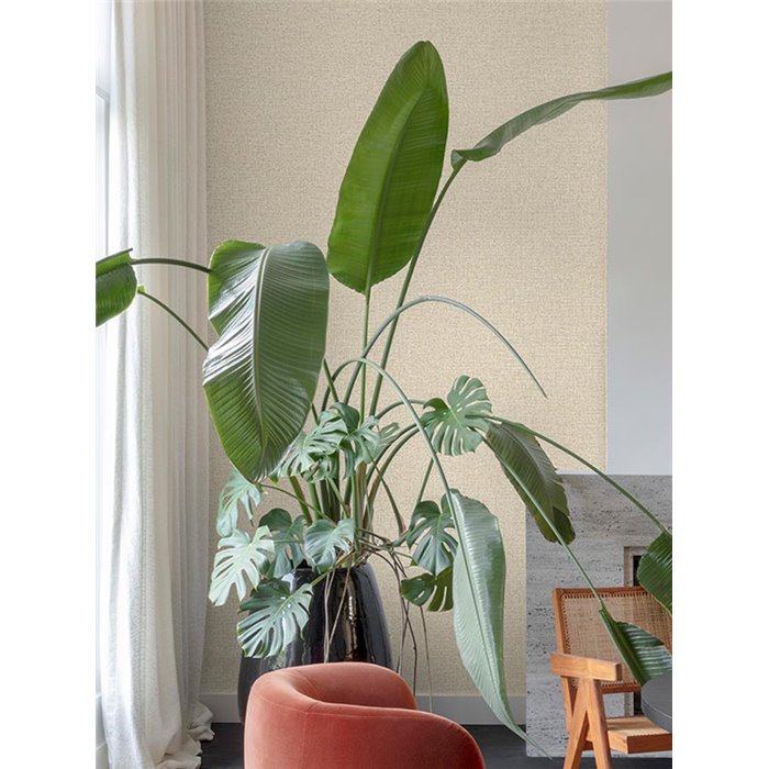 Grandeco|Bouclé Tweed-Stofftapete in Cremeweiß|Textilimitation