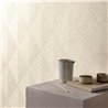 Grandeco|Geometric diamond pattern white wallpaper|Raffia Imitation