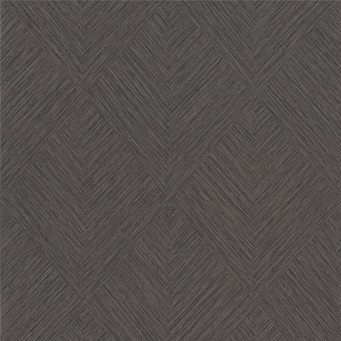 Grandeco|Papel pintado patrón espiga geométrico negro|Imitacion Rafia
