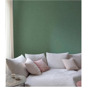 Caselio|Imitation linen wallpaper in petrol blue|Wallpaper 2