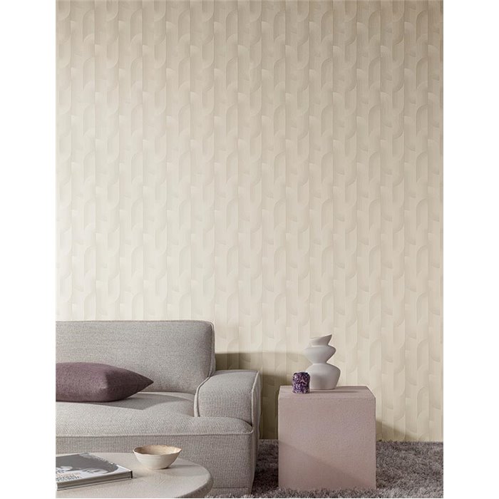 Grandeco|Papel pintado moderno minimalista blanco|Geométrico