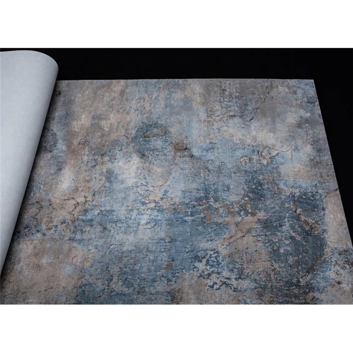 Grandeco|Betonimitation mit blauen Schalen Tapete|Industriell