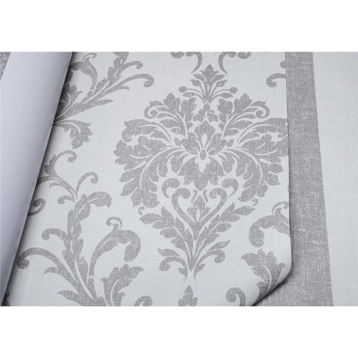 Grandeco|Papier peint damas ornemental gris style classique|Damas