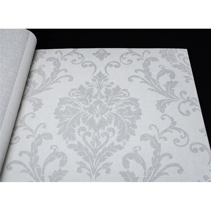 Papel pintado damasco ornamental beige estilo clásico - Grandeco Icon IC2002